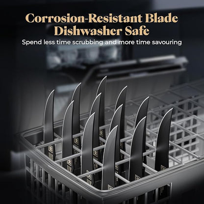 Steak Knives Set of 8, 4.7 Inch Dishwasher Safe Non Serrated Dinner Knives, Razor Sharp for Precise Cutting, Non-Stick Blade & Non Rust, Easy to Maintain Ideal for Home Restaurant Party