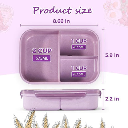MISS BIG Lunch Box Kids, Leak Proof Lunch Containers, Mom’s Choice No BPAs and No Chemical Dyes Bento Box for Kids,Microwave and Dishwasher Safe Lunch Box (Purple M)