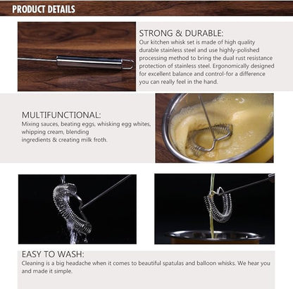 Whisk,Spiral Whisks Egg Beater for Blending Mixing Stirring, Non-Stick Stainless Steel Whisk,11.2 inch