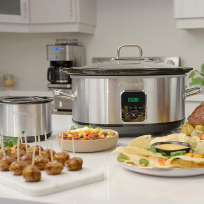 Kenmore 7 Quart Slow Cooker with Diper - Crock pot With Programmable Settings, Digital Controls, Large Capacity for Family Meals, Dishwasher-Safe Stoneware, Warm Rice & Sous Vide Stew
