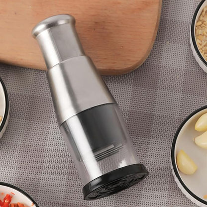 Manual Food Chopper, Garlic Press Multi Functional Stainless Steel Handheld Tool Garlic Pressing Chopper for Mincing Onion, Slicing Peppers, Potato