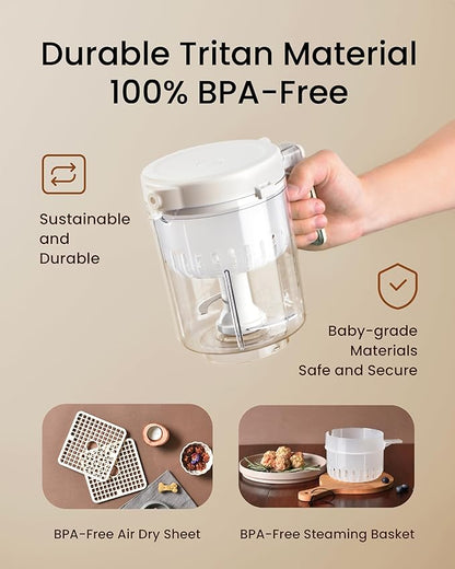 Pet Fresh Food Processor Gift Set with 100+ DIY Recipes – Quick 10 Types of Homemade Fresh Foods for 5 Pet Types, 7-in-1 Cooking Machine with Easy One-Touch Panel, Dog Jerky, Cat Churu Treats
