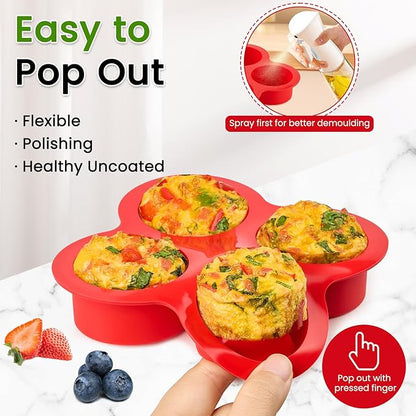 JOERSH 2-PK Air Fryer Egg Mold, 4 Cups Silicone Air Fryer Baking Pan Non-Stick for Egg Bites, Cupcake, Muffin, Tart, Frittata, Quiche