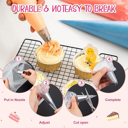 24 Inch Extra Large Piping Bags Disposable, 120Pcs Thickened Icing Piping Bags, Food Grade Cake Decorating Bag for Dessert, Pastry, Cookies, Cupcake Decorating