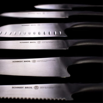 Schmidt Brothers - Carbon 6, 7-Piece Kitchen Knife Set, High-Carbon Stainless Steel Cutlery with Midtown Acacia and Acrylic Magnetic Knife Block