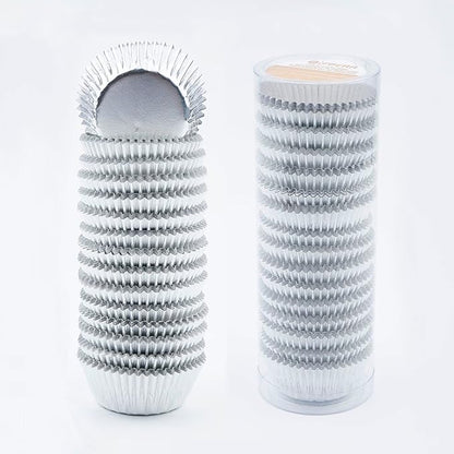 Gifbera Mini Foil Baking Cups Silver, 300-Count Bright Foil Paper Silver Cupcake Liners Mini Size