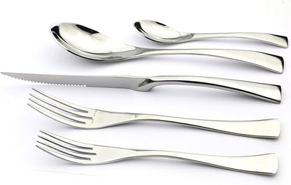 5-Piece 18/10 Stainless Steel Serrated Steak Knife Flatware Set, Service for 1