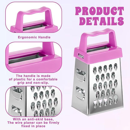 6Pcs Mini Cheese Grater, Stainless Steel Professional Box Grater Efficient Kitchen Small Gadget for Grating Garlic Ginger Vegetable Chocolate Parmesan