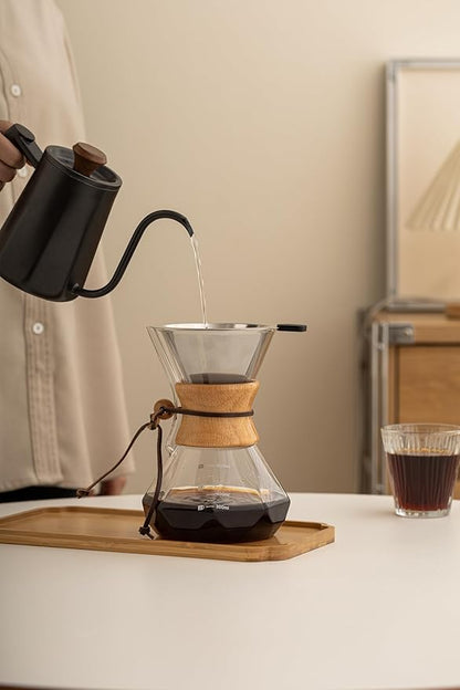 Pour Over Coffee Maker With Wood Sleeve，27oz/800mlPour Over Coffee Dripper,Pour Over Coffee Maker Set With Cork Stopper (27oz/800ml)