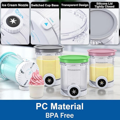 Creami Pints and Lids for Ninja Swirl, 4 pack Creamy Icecream Containers Cups Jars Tubs Canisters Smoothie Pot Compatible with NC700 Series Creamer Ice Cream Cones Machine Soft Serve Maker Accessories