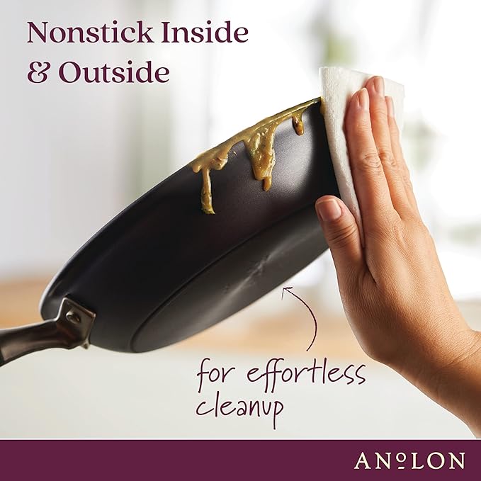 Anolon Advanced Home Hard Anodized Nonstick Skillet, 10.25 Inch – 10 Inch Fry Pan, Non Stick Saute Pan, Durable Cooking Skillet - Moonstone