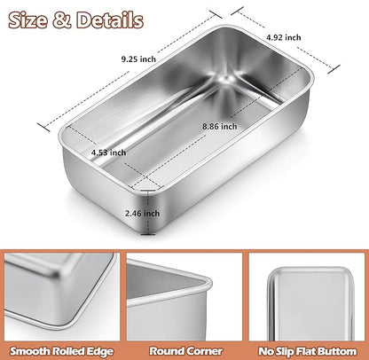 LIANYU 3 Pack Loaf Pans for Baking Bread, 9x5 Inch Bread Loaf Tin Pan, Stainless Steel Meatloaf Baking Bread Tin for Homemade Banana Bread, Dishwasher Safe