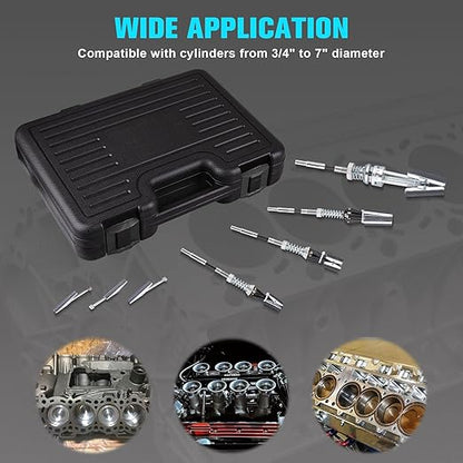 7PCS Engine Cylinder Hone Tool Set with Box, Adjustable Engine Cylinder Hone Tool Kit from Sizes 3/4" to 7" Cylinders, Engine Cylinder Grinding and Polishing Tools with 1-⅛", 3" and 4" Honing Stones