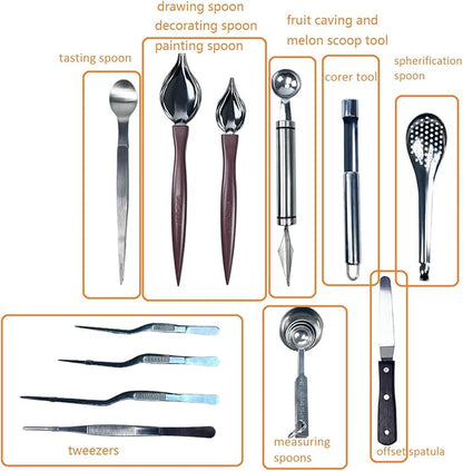 DUEBEL Professional Chef Plating Kit, 12 Piece Culinary Plating Set, Stainless Steel (12 Piece)