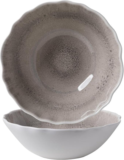 Melamine Serving Bowls Set of 2, 12''x4'' Large Salad Bowls, Fruit Bowls, Mixing Bowls, Serving Bowls for Kitchen, Ideal for Prepping and Serving Food, Gray