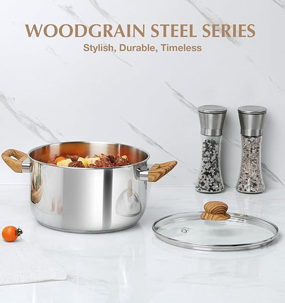 KOCH SYSTEME CS Stainless Steel Pot - 8 Quart Stainless Steel Stock Pot with Visible Lid, Steel Soup Pots with Heat-Resistant Bakelite Double Handle, Dishwasher Safe, Induction Compatible, 8QT