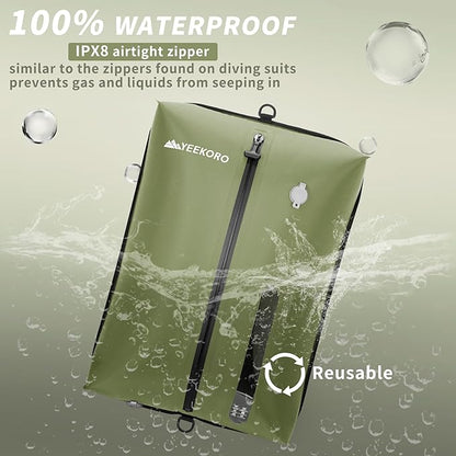 Vacuum Bag for Travel, Professional IPX8 Waterproof Reusable Vacuum Compression Bags for Travel Suitcases, Durable Space Saver Bag(2 PACK,With Pump)