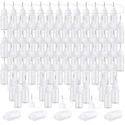 Zhehao 100 Pcs 10 ML Narrow Tip Applicator Bottle Mini Needle Tip Glue Bottle Applicator Precision Translucent Glue for Alcohol Ink DIY Quilling Acrylic Painting(White)
