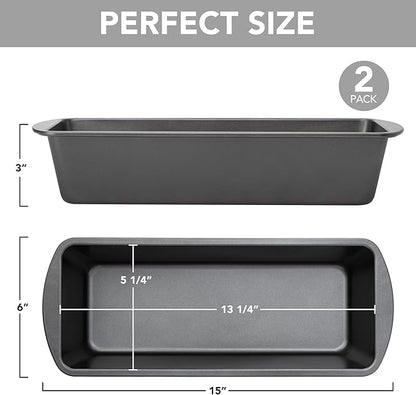 Extra Large Bread Pan, 13" x 5" Long Loaf Pan, Nonstick Baking Pan, Rectangular Loaf Tin, Set of 2