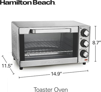 Hamilton Beach Countertop Toaster Oven & Pizza Maker Large 4-Slice Capacity, Stainless Steel (31401)