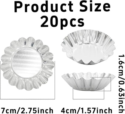 pson 20Pcs 2.75 Inch Egg Tart Molds, Non-Stick Aluminum Mini Tart Pans for Baking Tarts, Pies, Cupcakes, Muffins, Pudding, and Desserts