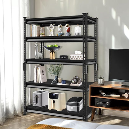 Adjustable Shelving Units and Storage, 40”W Garage Shelving Heavy Duty,2000LBS Loads 5-Tier Garage Storage Shelves, Metal Shelves for Living Room,Pantry,40”W×18”D×72”W,Black