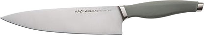 Rachael Ray Cutlery Japanese Stainless Steel Knives Set with Sheaths, 8-Inch Chef Knife, 5-Inch Santoku Knife, and 3.5-Inch Paring Knife, Gray