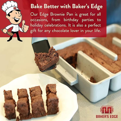 Baker's Edge Brownie Pan Complete Set (Includes Lid & Wedge) The Original All Edges Brownie Pan for Baking, Premium Doble Nonstick Coating, Heavy Gauge Cast Aluminum - Rectangular 9x12 Size Baking Pan