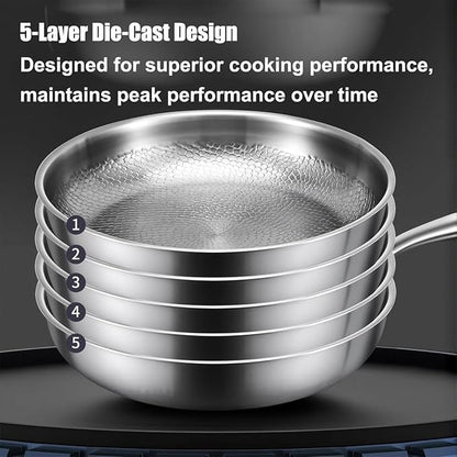 Titanium Pan, Pletefull Pure Titanium Pro Hammered Frying Pan, Multifunctional Non-stick Without Coating Cookware, Scratch-Resistant Durable Flat Pan Dishwasher-Friendly（10.23inch）