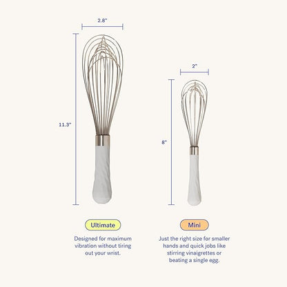 GIR: Get It Right Stainless Steel Whisk - Small Whisks for Cooking, Mixing, and Stirring - Mini-8 Inch - Studio White