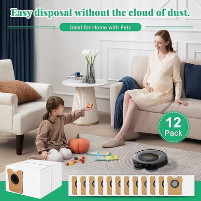 12 Pack Dust Bags Compatible with Eufy Omni C20, C10 Robot Vacuum, 4-Layer Replacement Disposable Bags