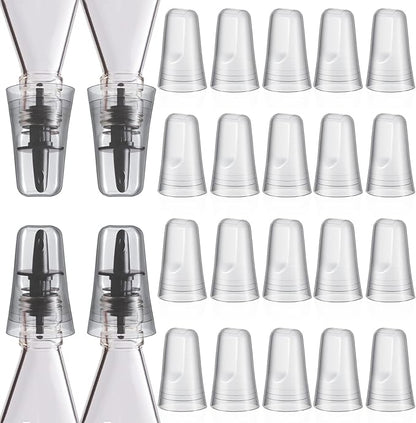 Chengu 24 Pieces Liquor Bottle Toppers for Liquor Pour Bottle Covers Universal Pour Dispenser Bar Dust Translucent Rubber Spout Covers for Home Kitchen Tools Supplies