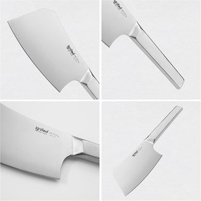 7 inch Meat Cleaver, One-piece Full Metal Cleaver Knife, Heavy Duty Butcher knife, German 1.4116 High Carbon Stainless Steel kitchen Knife, Chopping Knife for Meat, Bone, Lamb Chops