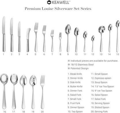 KEAWELL Premium Louise Demitasse Espresso Spoons, 18/10 Stainless Steel Mini Coffee Spoons, Dishwasher Safe (5.6 inches, 12)