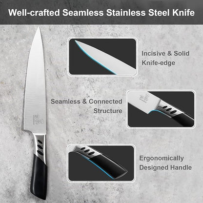 knife set.7piece kitchen knives block set with sharpener.Premium Stainless Steel Cooking Knife Set for Chef,Hardwood Kitchen black Knife Set .Dishwasher Safe Knives Sets for Kitchen.