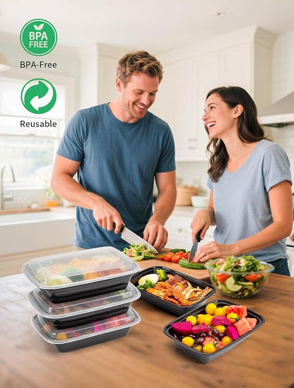 50 Pack Meal Prep Containers 32 oz – Reusable Plastic Food Storage with Lids, Leakproof, BPA-Free, Microwave Freezer Dishwasher Safe, To-Go Takeout Containers