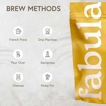 Fabula Low Acid Decaf Coffee Ground, USDA Organic Coffee Medium Roast - Single Origin - Non-GMO - No Molds - Mycotoxins Pesticides Free Coffee - 12 Oz