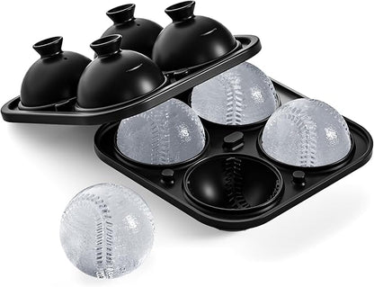 Bangp Baseball Ice Cube Molds,Novelty Baseball Gifts Ball Ice Maker Mold,2.2" Large Sphere Round Ice Cube Mold,Fun Shapes Large Whiskey Ice Cube Tray for Cocktails,Bourbon