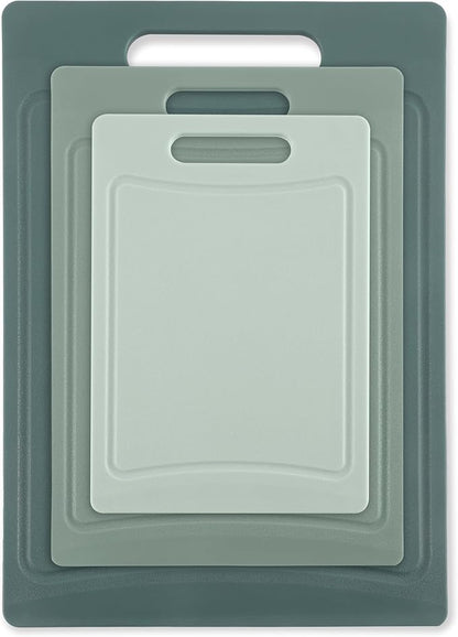 COOK WITH COLOR Non-Slip Cutting Board Set – Kitchen Essentials with Easy Grip Handle for Meat, Veggies, and Fruits, 3 Cutting Boards, Mint