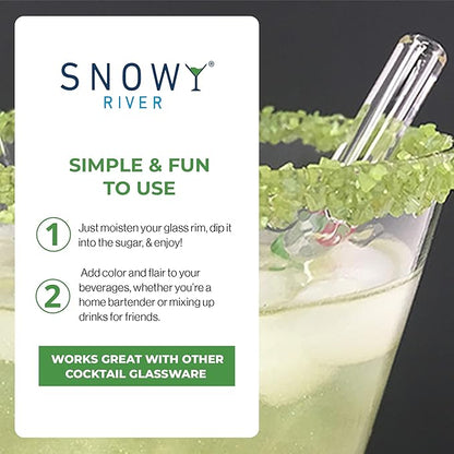 Snowy River Holly Green, Cocktail & Margarita Sugar Rimmer - Vibrant Naturally Colored Sugar for Cocktail Rimming, Baking & Decorating, Medium Crystal - 80oz