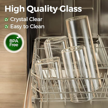 ComSaf 0.7 Qt Glass Food Storage Jars Set of 9, Clear Glass Storage Containers with Lids, Pantry Organization Jar, Spice, Blooming Tea, Oat, Coffee and Sugar Container, Small Canister Set for Kitchen