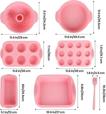 Silicone Bakeware Set, Heat Resistant Baking Pans, Nonstick Baking Molds for Cake