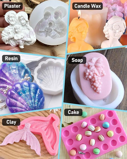 Nicpro 80oz Silicone Mold Making Kit, 15A Platinum Liquid Silicone Rubber, Flexible Silicone Molds Maker Mix Ratio 1:1 for Casting 3D Resins Candle Soap Molds DIY with Gloves, Sticks, Mixing Cups