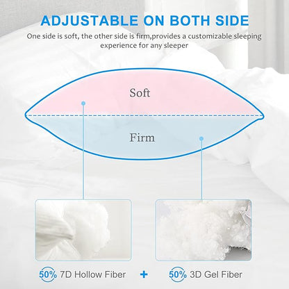 EIUE Hotel Collection Bed Pillows for Sleeping 2 Pack King Size，Pillows for Side and Back Sleepers,Super Soft Down Alternative Microfiber Filled Pillows,20 x 36 Inches