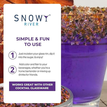 Snowy River Halloween, Cocktail & Margarita Sugar Rimmer - Vibrant Naturally Colored Sugar for Cocktail Rimming, Baking & Decorating, Medium Crystal - 16oz