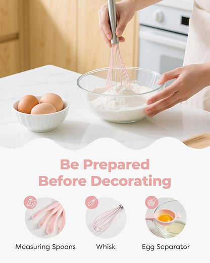 Kootek 158 Pcs Cake Decorating Kit with Cake Turntable, 64 Piping Tips Set, 50+2 Pastry Bags, Frosting Spatulas, Leveler, Scrapers, Fondant Molds, and More Baking Supplies Decorating Tools