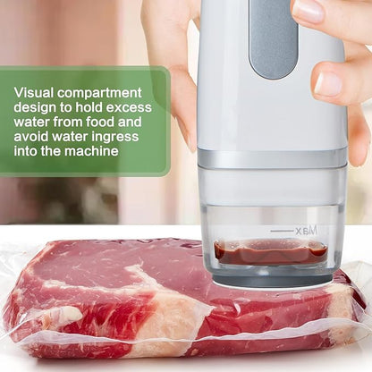 Vacuum Sealer For Food,Powerful Handheld Vacuum Sealer Machine With 30 Reusable Vacuum Bags,Portable Food Sealer,Automatic Power Off White
