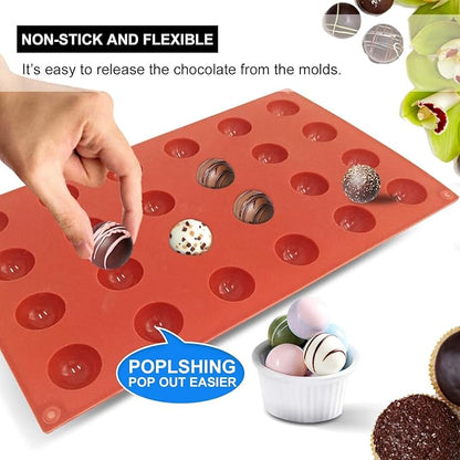 Mini 24-Cavity Semi Circular Silicone Mold, 2 Packs Half Sphere Silicone Baking Molds for Making Jelly, Chocolates and Cake