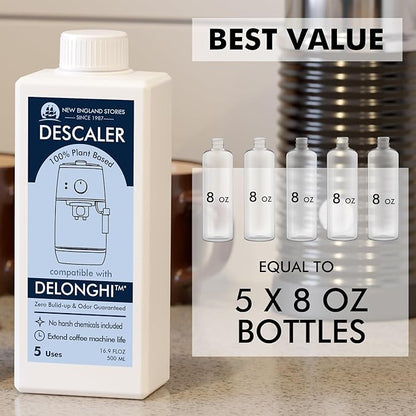 10 Uses DeLonghi Compatible Descaling Solution, Specially Designed to Clean Delonghi Coffee Machines and Maker - 33.8oz Espresso Coffee Maker Cleaner, Coffee Pot Cleaning Limescale Remover