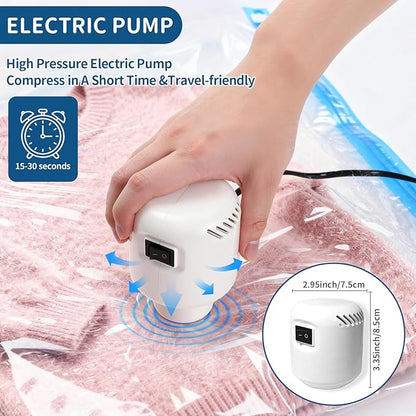 Vacuum Storage Bags with Electric Pump,8 Pack Extra Large Space Saving Vacuum Seal Bags for Bedding,Blanket,Comforters,Duvets,Pillows(4 Large+4 Super Jumbo)